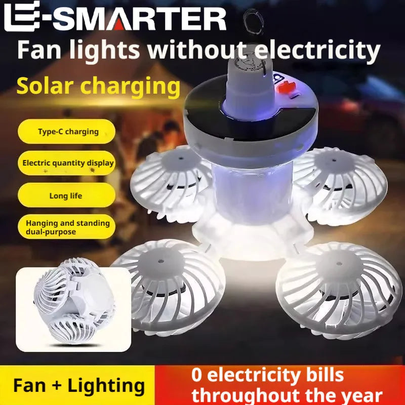 Ventilatore pieghevole da campeggio con lampada solare LED – dettaglio 5