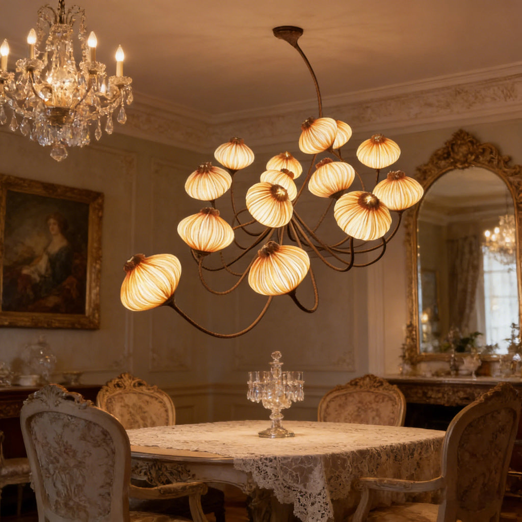 Lampadario in tessuto stile fattoria, 3 luci o applique – dettaglio 3