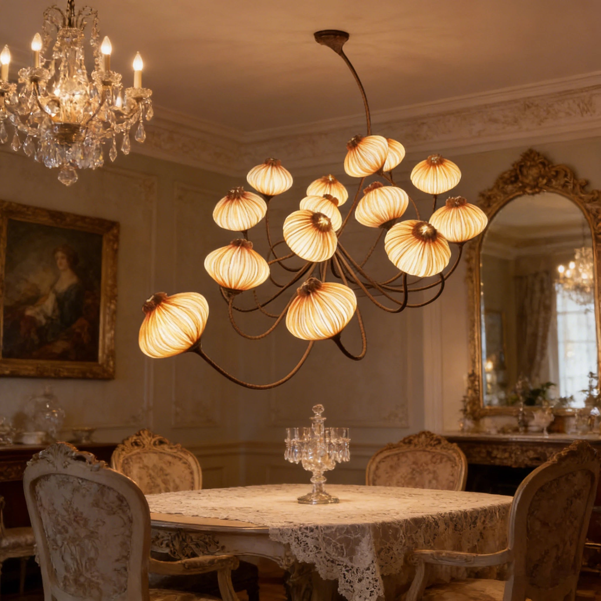 Lampadario in tessuto stile fattoria, 3 luci o applique – dettaglio 3