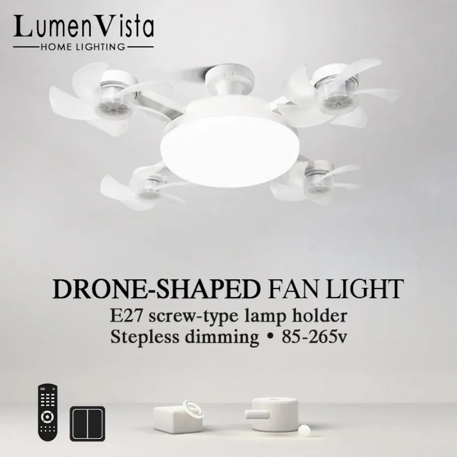 Ventilatore da soffitto moderno e creativo a LED con luce ad alta potenza eolica, telecomando silenzioso