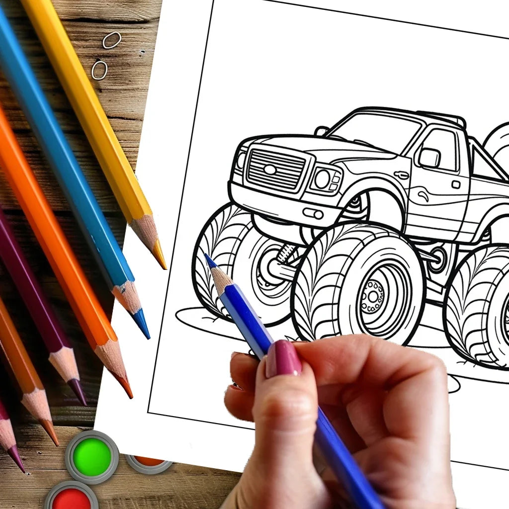 Libro da colorare antistress con camion giganti, 28 pagine – foto 6