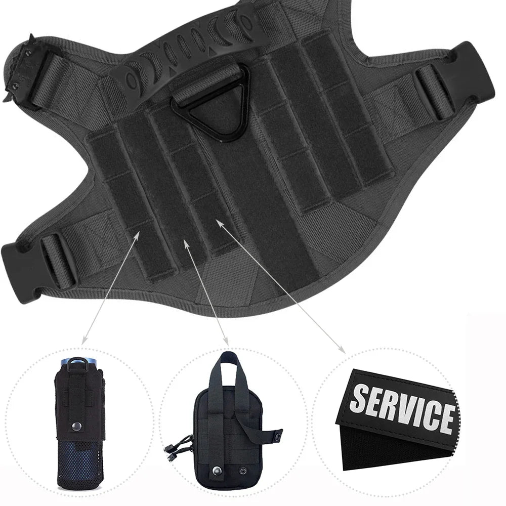 Set pettorina tattica e guinzaglio per cani, taglie S-XL – dettaglio 3