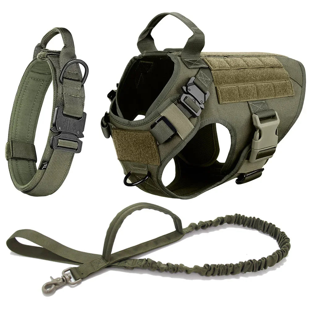 Set pettorina tattica e guinzaglio per cani, taglie S-XL – dettaglio 11