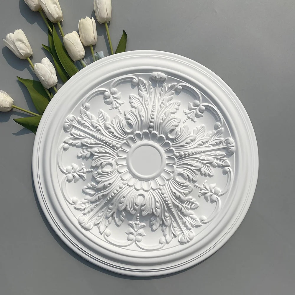 Rosone da soffitto in PU effetto gesso, rotondo
