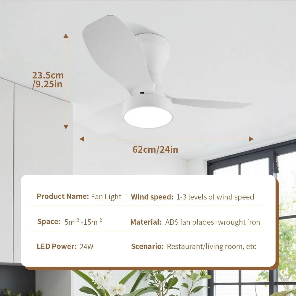 Ventilatore da soffitto con telecomando Illuminazione da soffitto Piccolo a tre foglie per camera da letto – foto 7