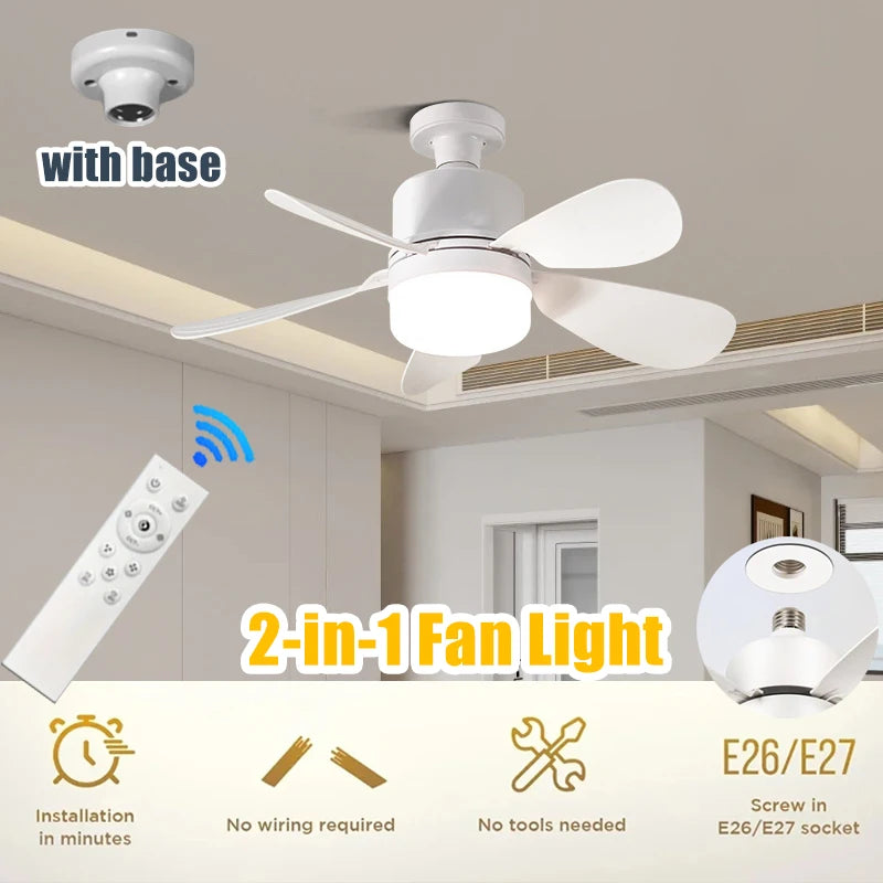 Ventilatore da Soffitto con Luce e Telecomando, 3 Velocità Regolabili, 3 Colori di Luce, Timer, Attacco E27
