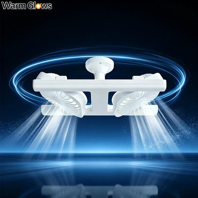 Ventilatore da soffitto a LED da 60W con telecomando, attacco E27, doppio ventilatore a basso profilo, adatto