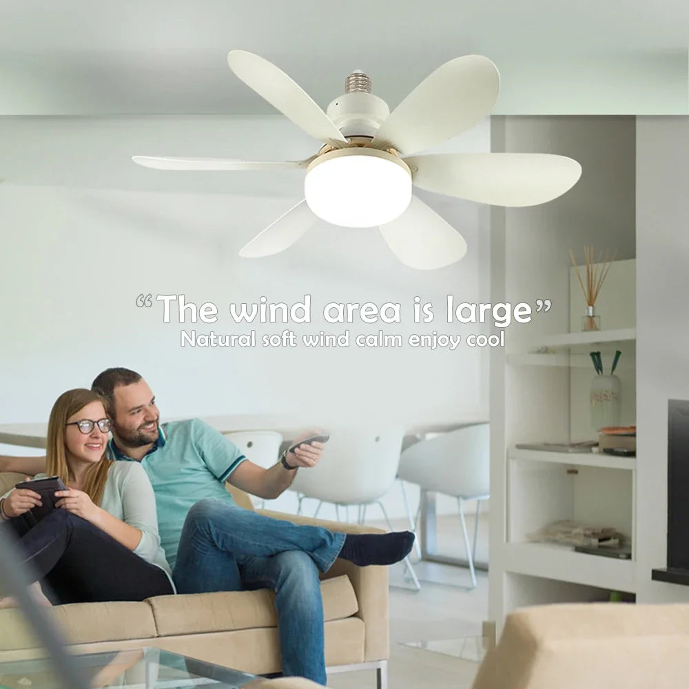 E26 E27 Base per uso domestico Ventilatore da soffitto a LED Luce per ventilatore intelligente remoto senza – foto 5