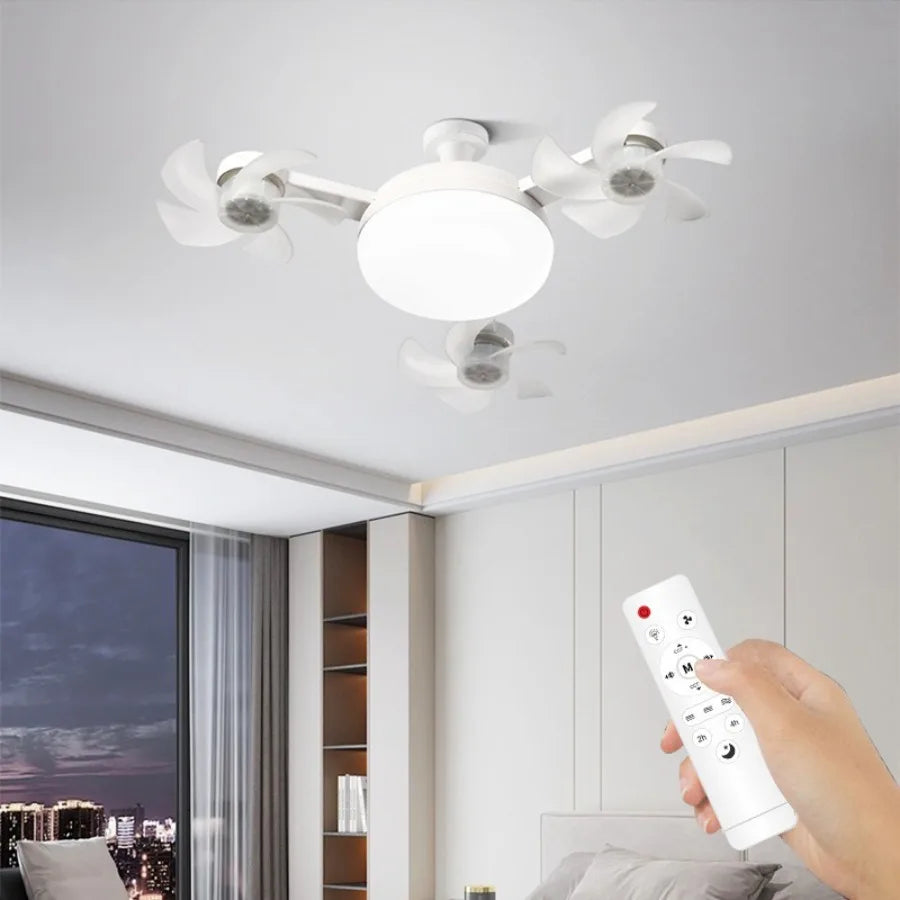 Ventilatore da soffitto moderno e creativo a LED con luce ad alta potenza eolica, telecomando silenzioso – foto 2