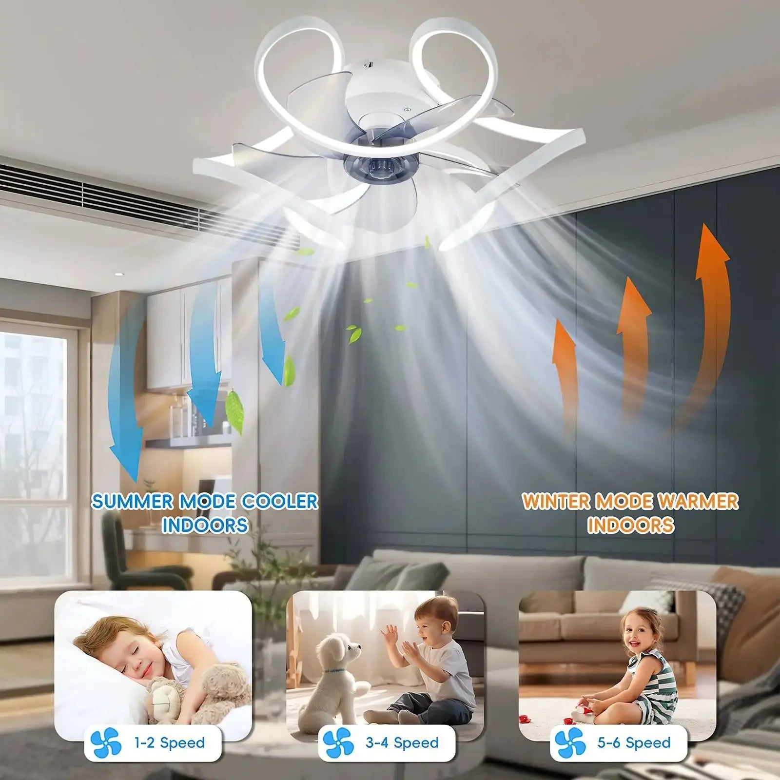 Ventilatore da Soffitto con Luce e Telecomando APP