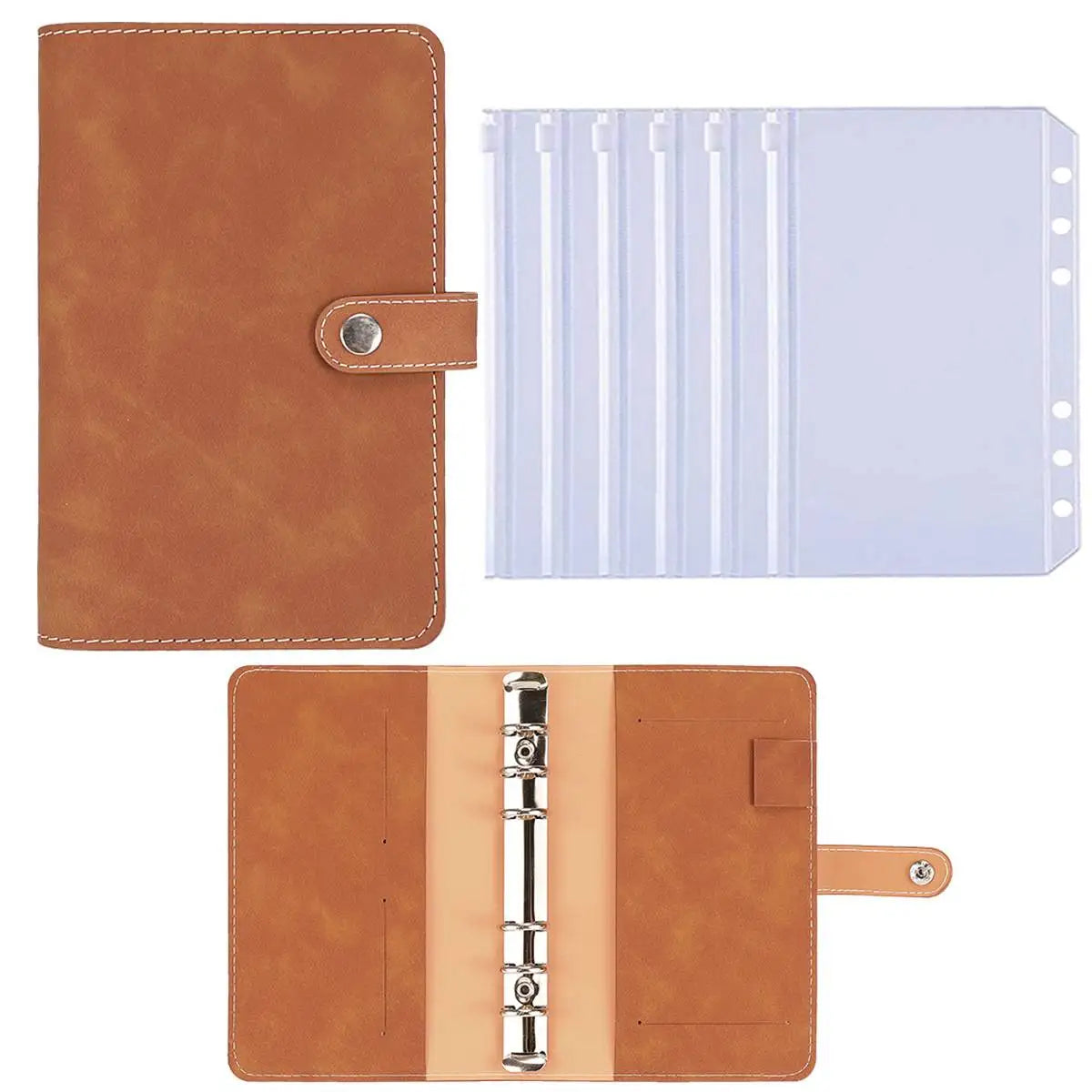 Raccoglitore A6 a 6 anelli in similpelle, 6 tasche con zip – foto 11
