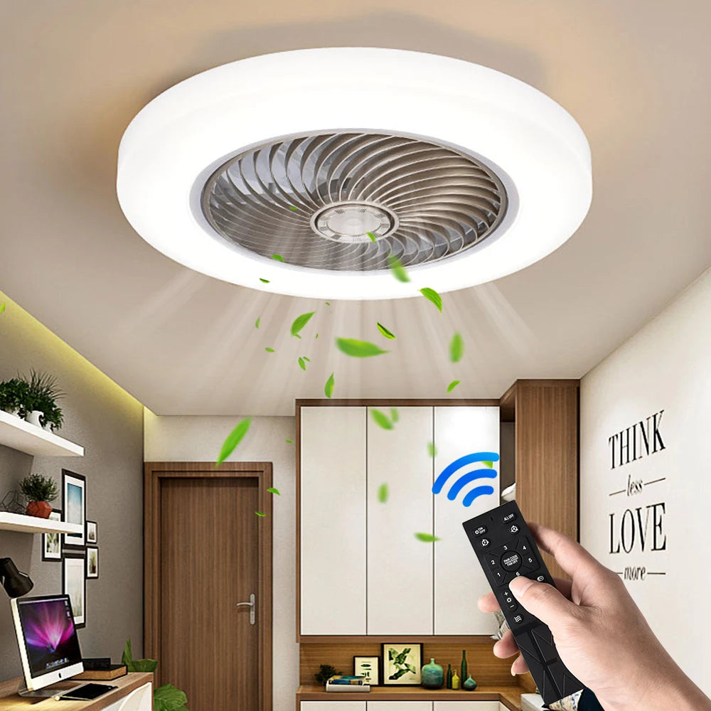 Ventilatori da soffitto intelligenti con luci Telecomando Decorazioni per la camera da letto Lampada da – foto 2