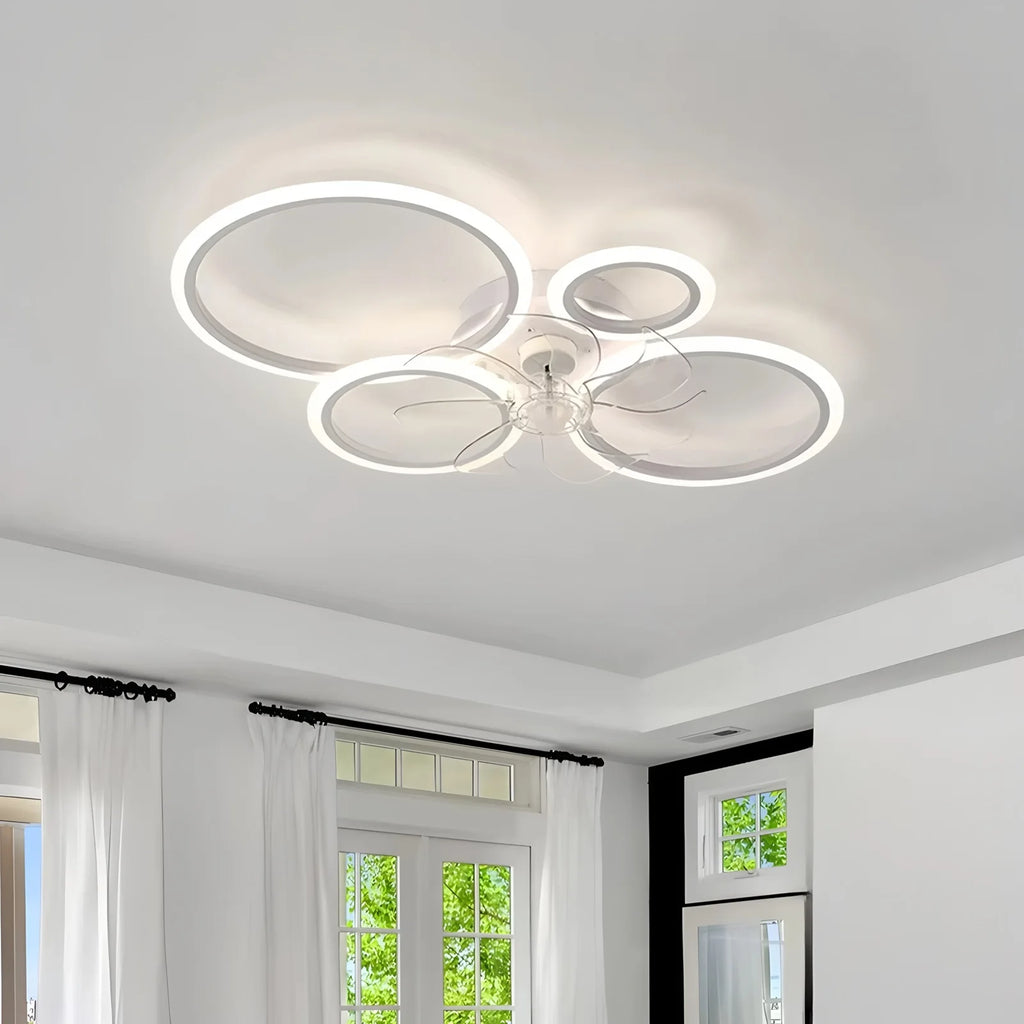 Ventilatore da Soffitto LED Moderno Silenzioso con Lampadario, Bianco, Telecomando, per Camera da Letto – foto 2