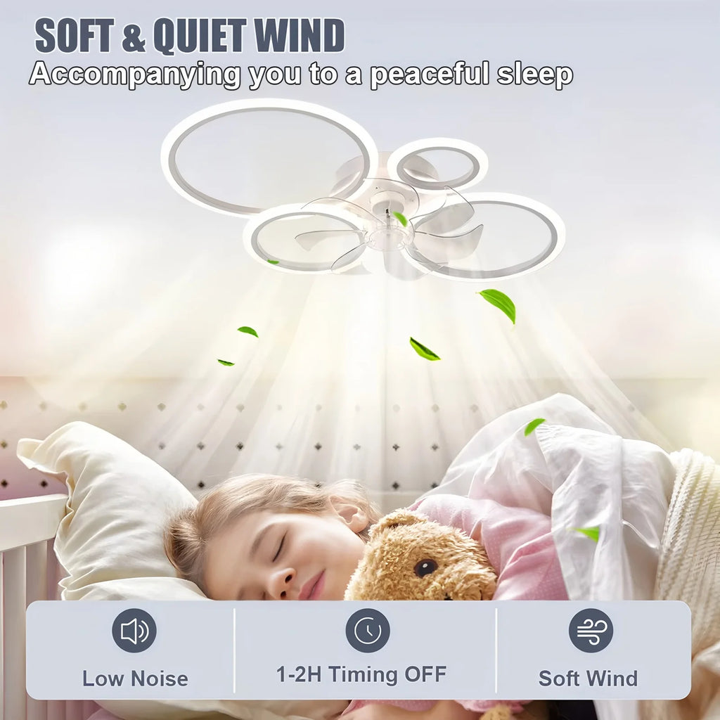 Ventilatore da Soffitto LED Moderno Silenzioso con Lampadario, Bianco, Telecomando, per Camera da Letto – foto 6