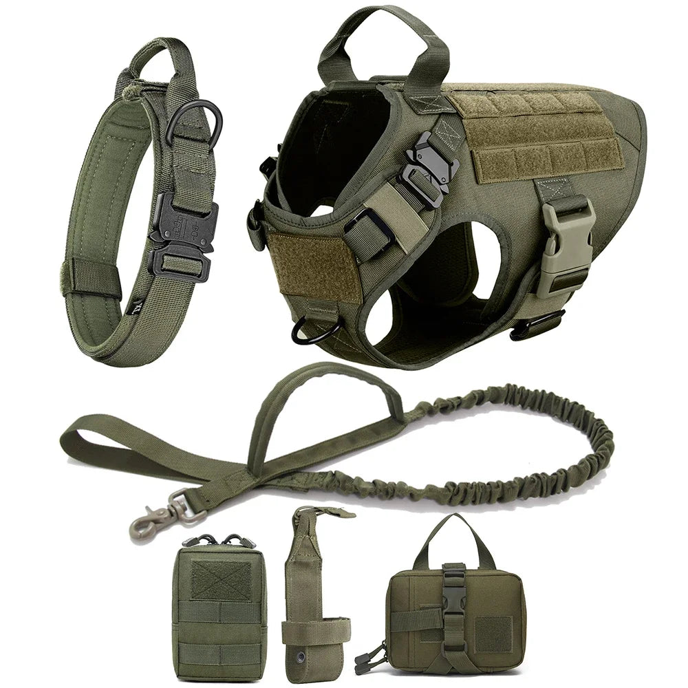 Set pettorina tattica e guinzaglio per cani, taglie S-XL – dettaglio 6