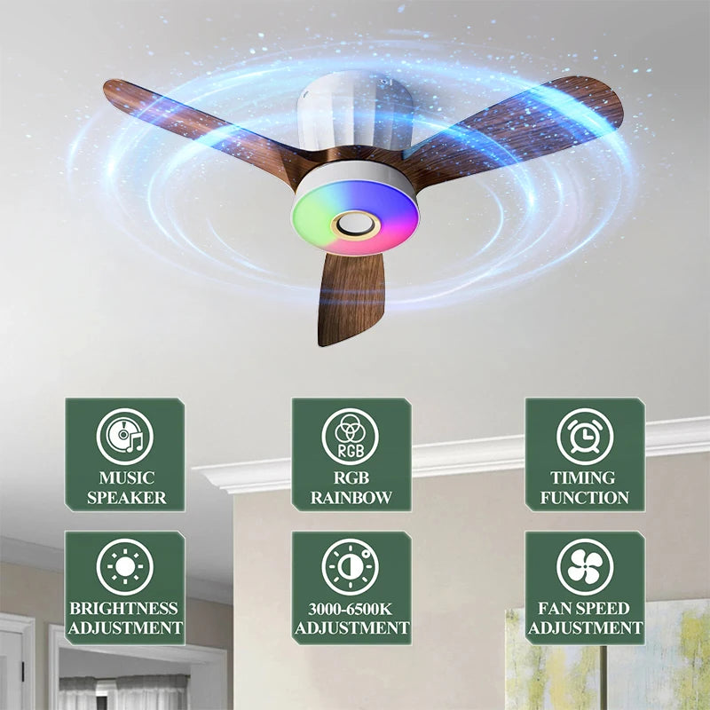 Ventilatore da soffitto smart a 3 pale con luce RGB – dettaglio 3