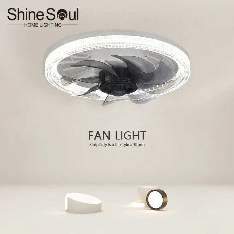 Ventilatore a Soffitto LED E27 con Telecomando, Dimmerabile, 4 Velocità, Silenzioso, Potente, per Soggiorno