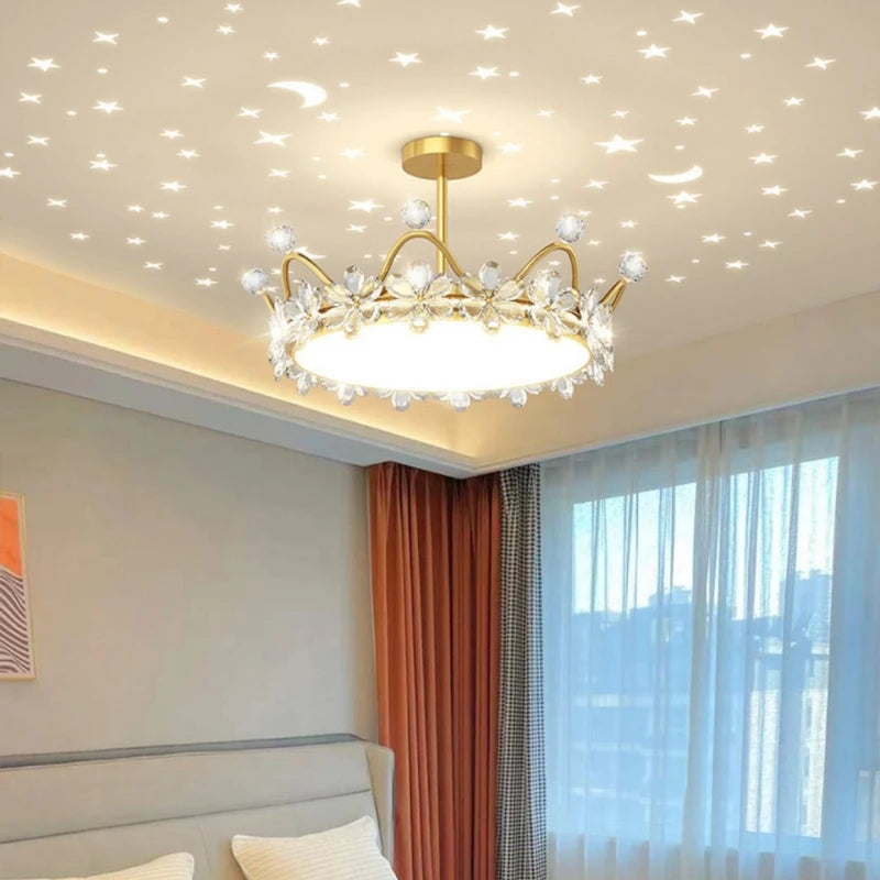 Lampadario a soffitto moderno a LED con corona di cristallo Luci per bambini Camera da letto per ragazze – foto 5