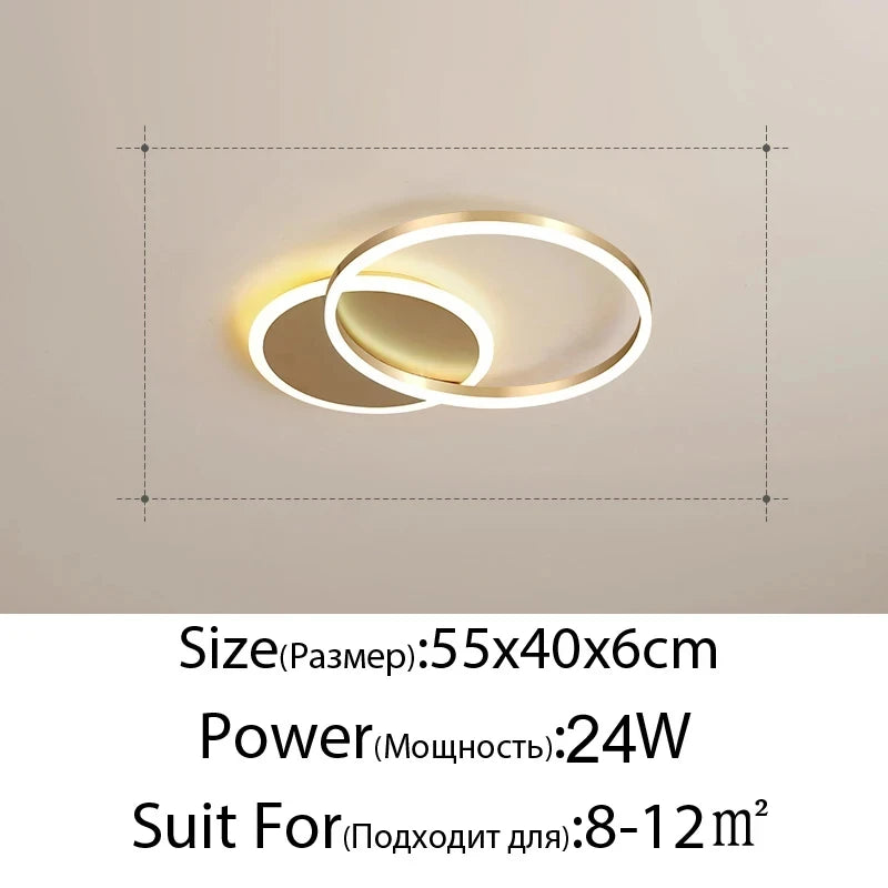 Lampadario Moderno a LED per Interni, Illuminazione a Soffitto per Soggiorno, Studio, Camera da Letto, Anelli Rotondi in Stile Nordico, Decorazione per la Casa