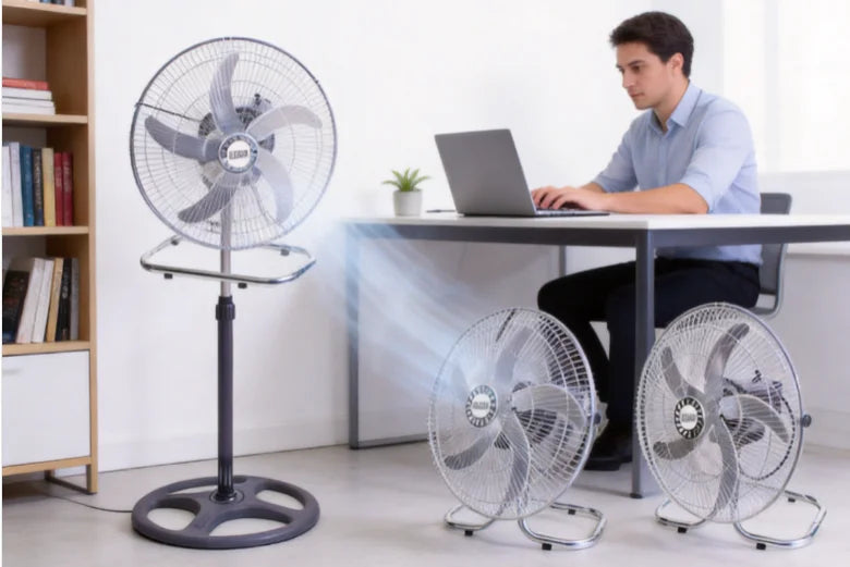Ventilatore a piantana con 5 pale in metallo e 3 velocità – dettaglio 4