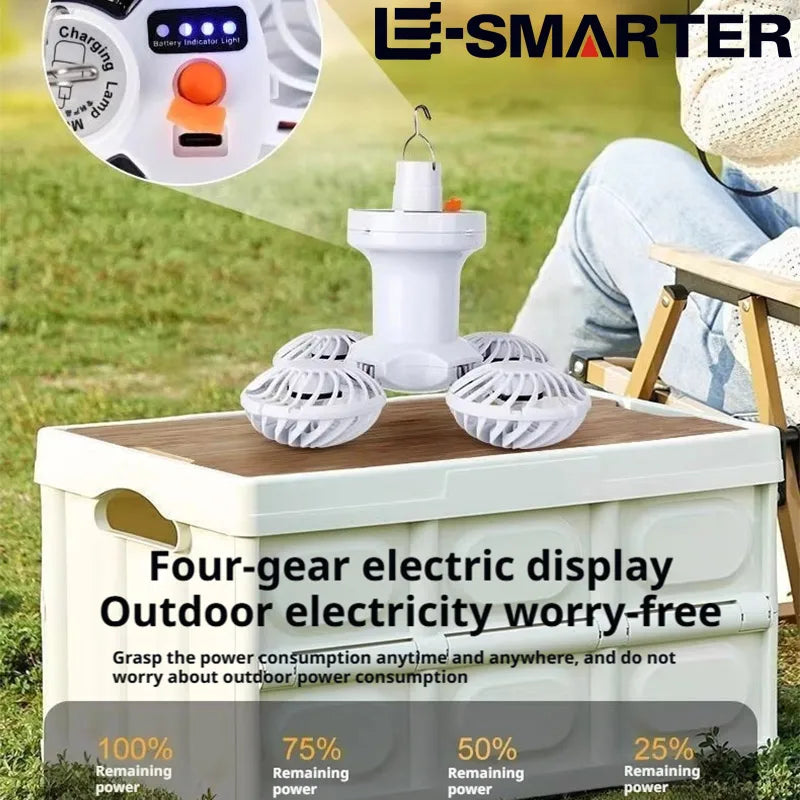 Ventilatore pieghevole da campeggio con lampada solare LED – dettaglio 3