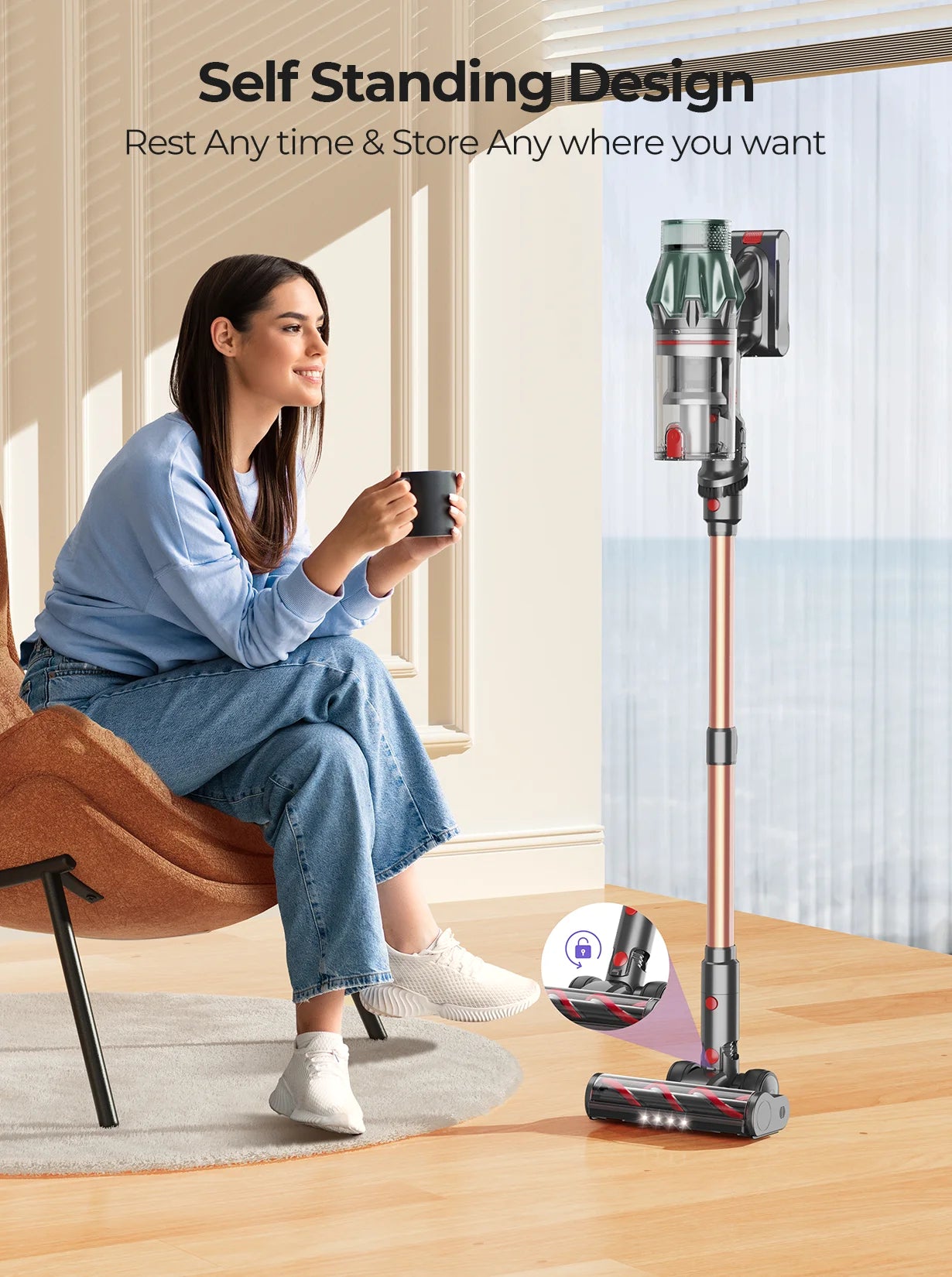 Aspirapolvere senza fili palmare, 600 W, tubo lungo per divani – dettaglio 3