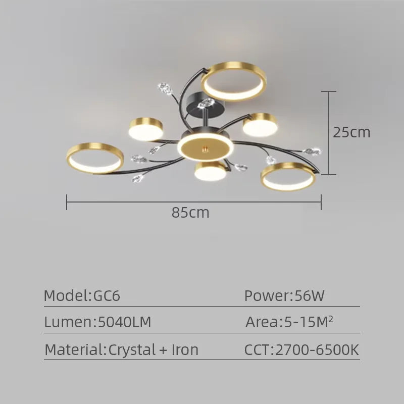 Lampadario di Lusso per Soffitto, Illuminazione Domestica, Decorazione in Cristallo, Lampada da Soffitto con – foto 9