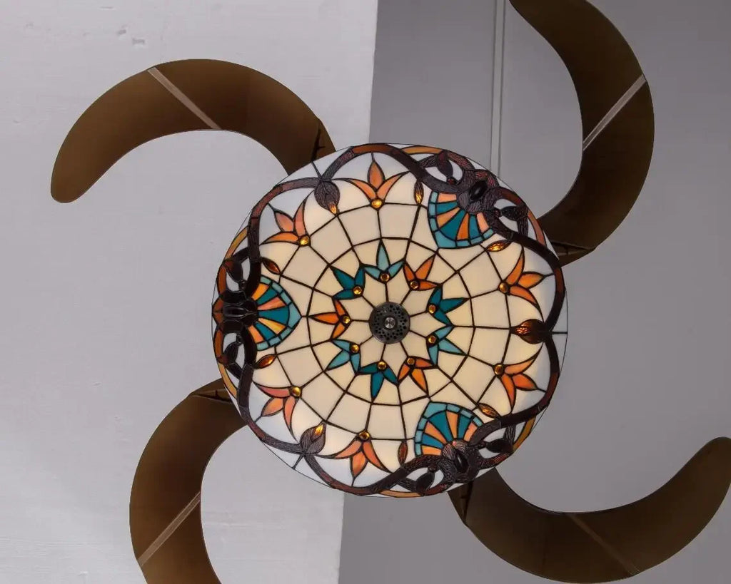 Ventilatore da soffitto invisibile 42 pollici con lampada Tiffany – dettaglio 2