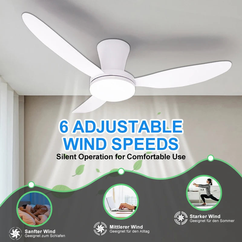 Ventilatore da soffitto 42,9 pollici con luce LED e motore DC – dettaglio 3