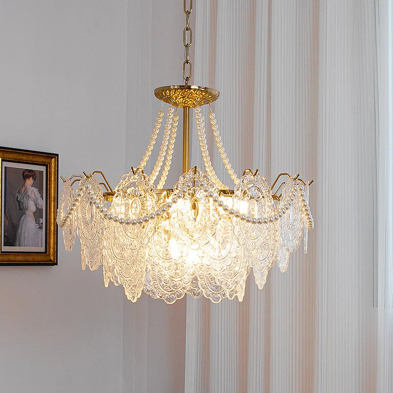 Lampadario in vetro trasparente stile francese, da 40 a 60 cm