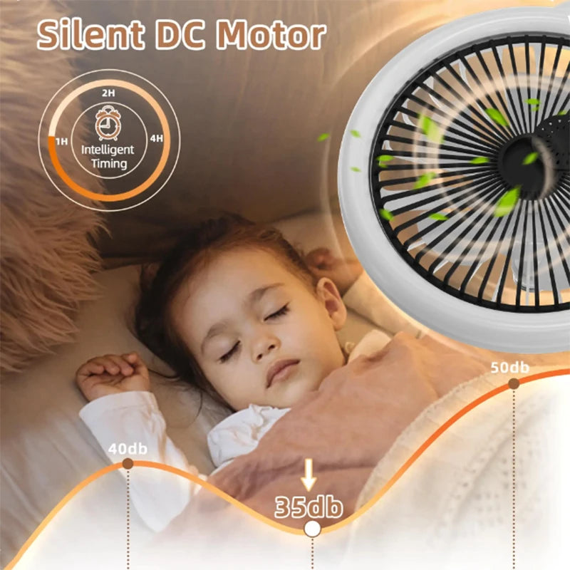 Ventilatore da Soffitto Moderno con Luce LED, Attacco E27, Telecomando, Decorazione per Interni, AC85-260V – foto 3