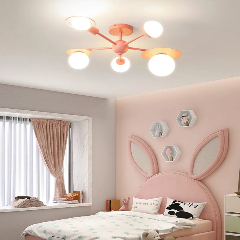 Lampadario per cameretta in vetro, rosa, blu o multicolore – dettaglio 3