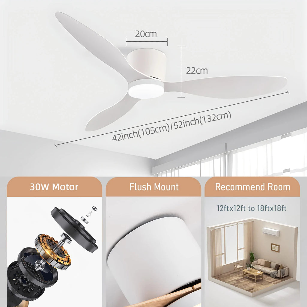 IRALAN Ventilatore da soffitto moderno con motore CC a luce LED Telecomando per grande volume d'aria per – foto 6