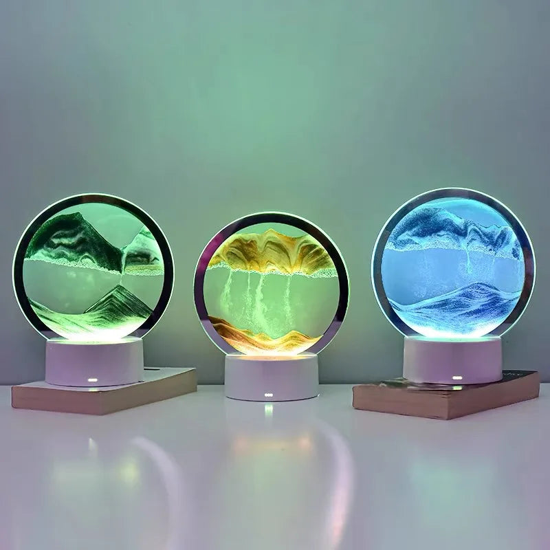 Lampada da Tavolo 3D con Sabbia Fluida e Clessidra