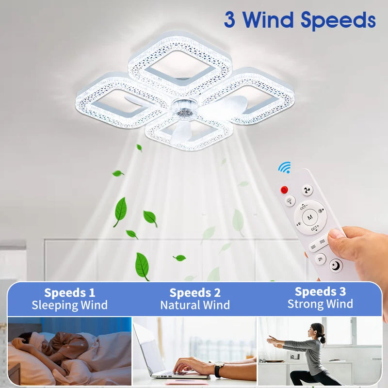 Ventilatore da Soffitto Moderno con Luce, Silenzioso, Telecomando, 3 CCT Dimmerabili, 3 Velocità, Lampada LED – foto 4