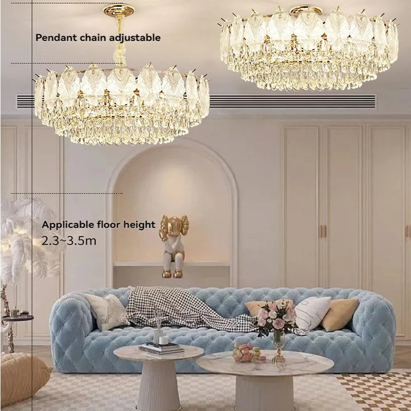 Lampadario di cristallo con copertura in vetro, D50-L80 cm – dettaglio 3