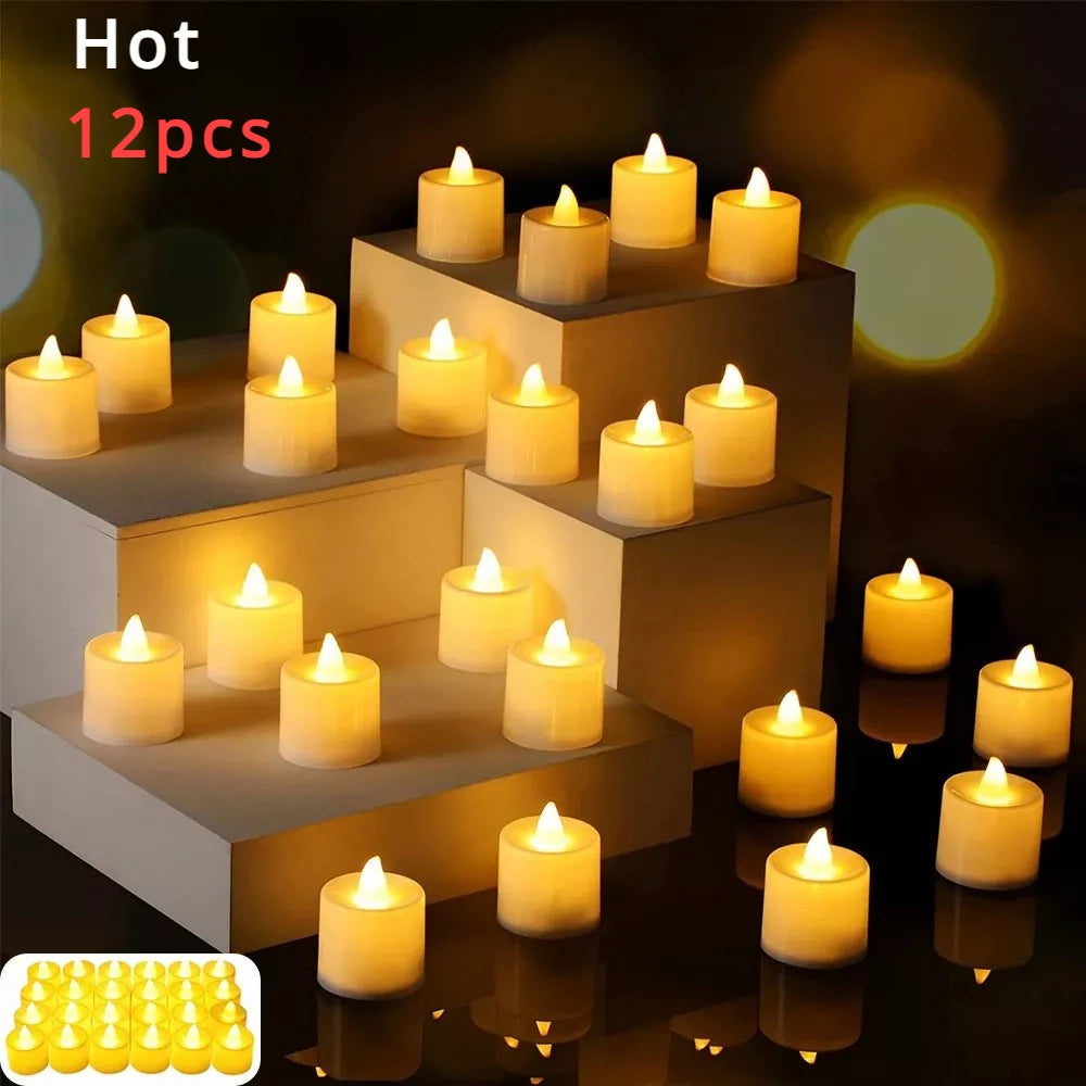 Candele LED tealight senza fiamma, set da 1, 6 o 12 pezzi