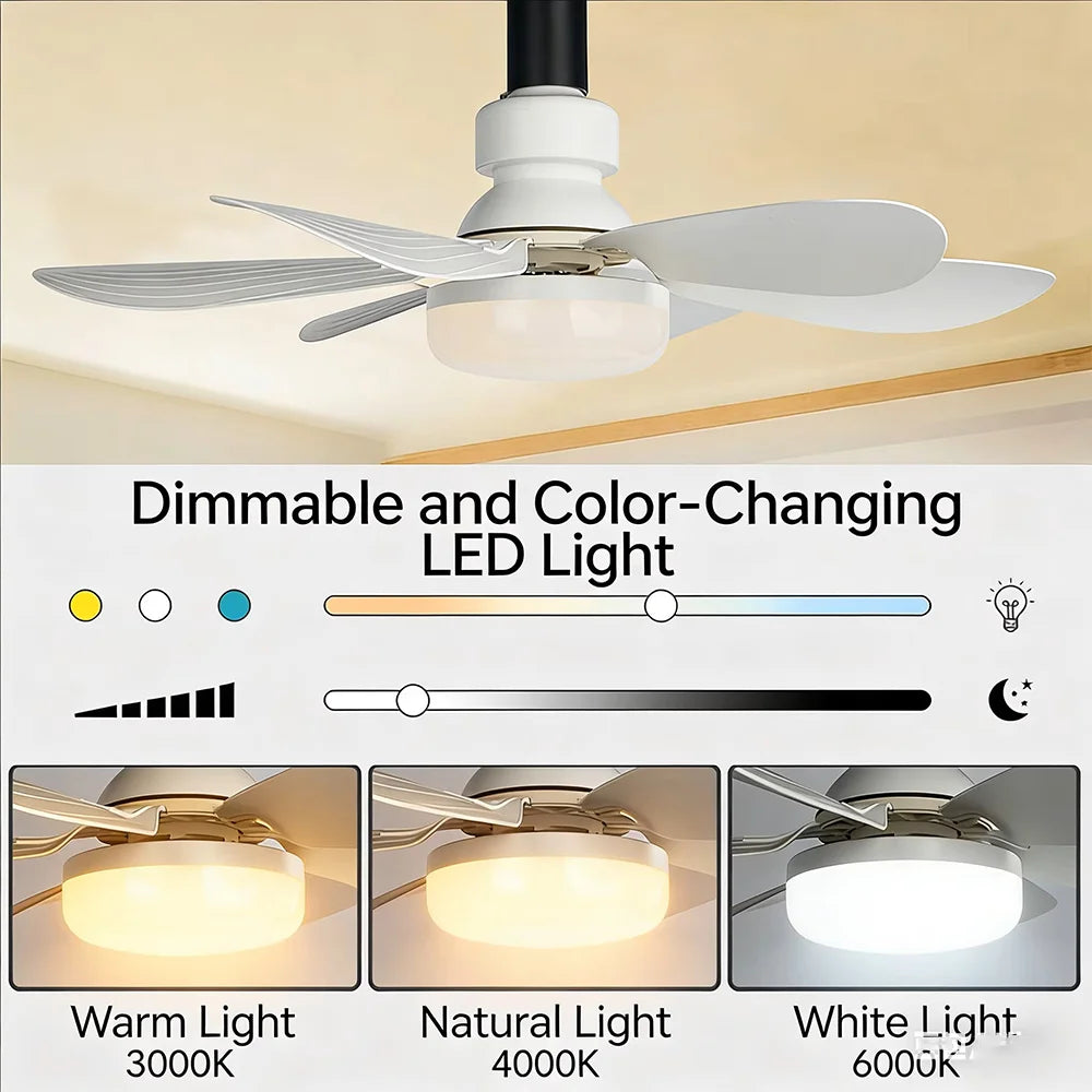 Ventilatore da Soffitto LED 30W/40W con Attacco E27 e Telecomando Dimmerabile per Soggiorni, Uffici e – foto 4