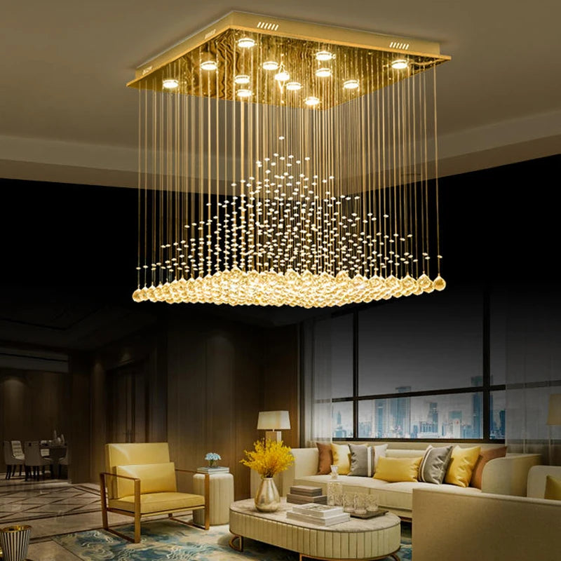 Lampadario quadrato in cristallo K9, 40 o 50 cm – dettaglio 1
