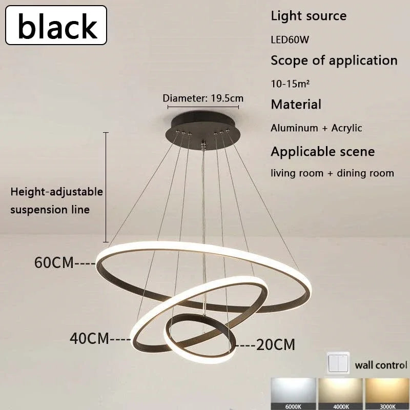Lampadario moderno per sala da pranzo, oro, bianco o nero – dettaglio 6