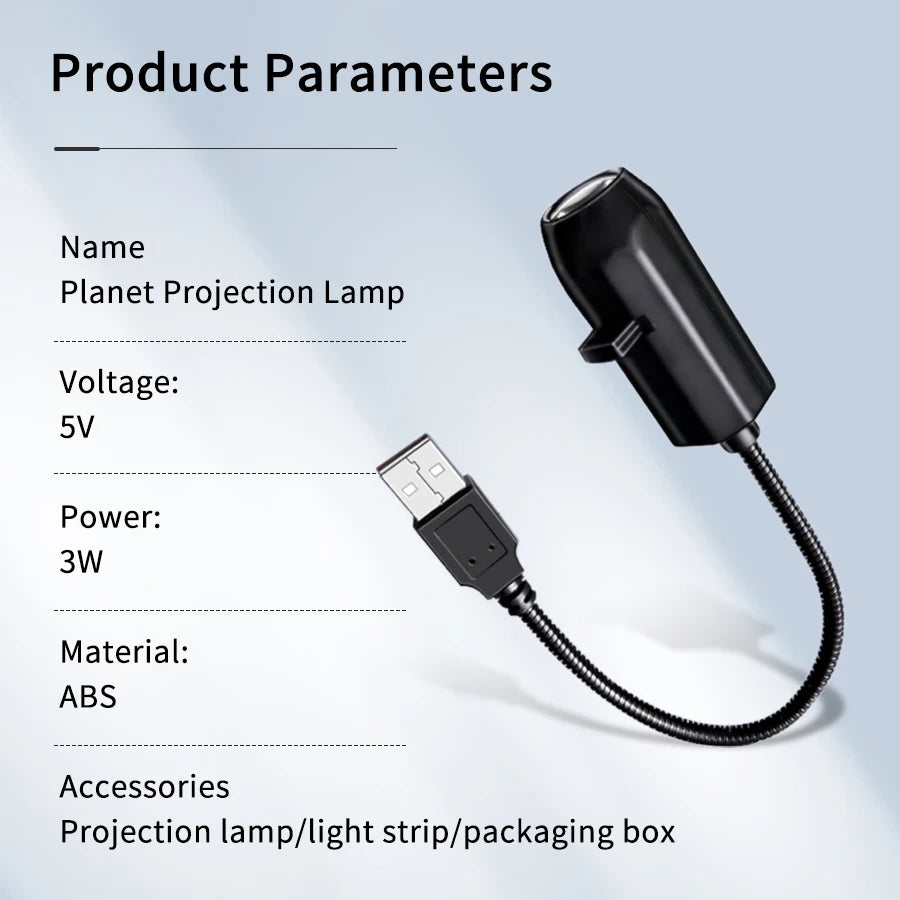 Luce notturna USB con proiettore di pianeti a 360 gradi – dettaglio 5
