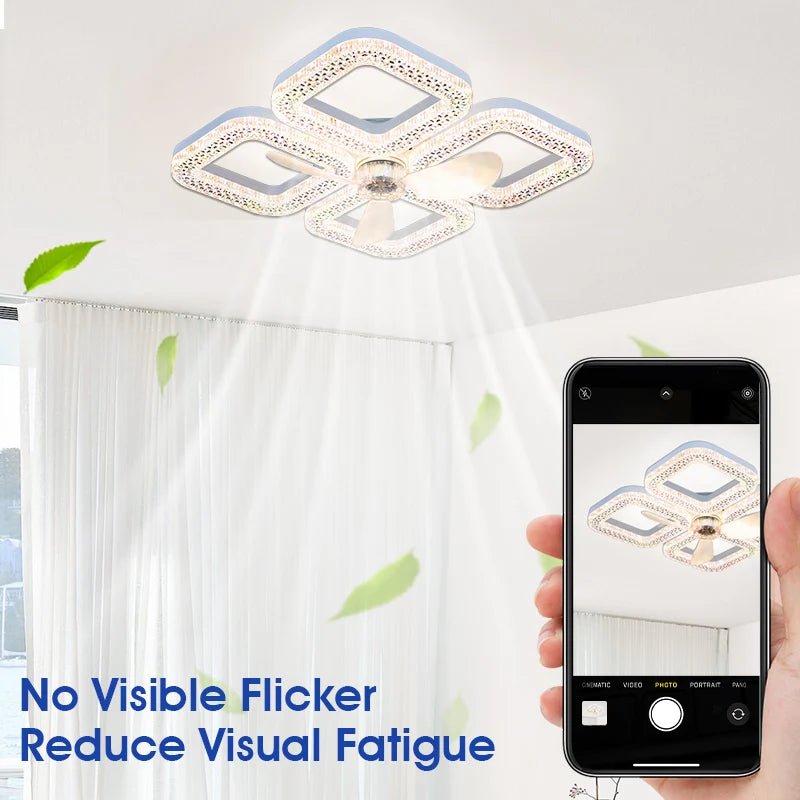 Ventilatore da Soffitto Moderno Silenzioso con Luce, Telecomando, LED Dimmerabile, Lampada Ventilatore in – foto 4
