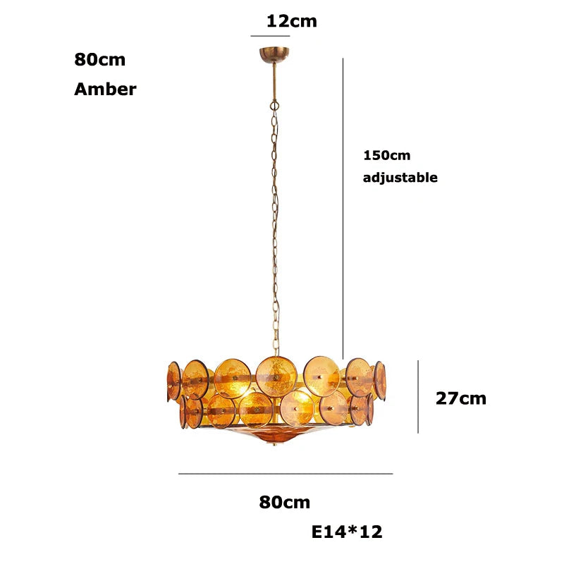 Lampadario in vetro artistico E14, 60 cm, 3 colori – dettaglio 6