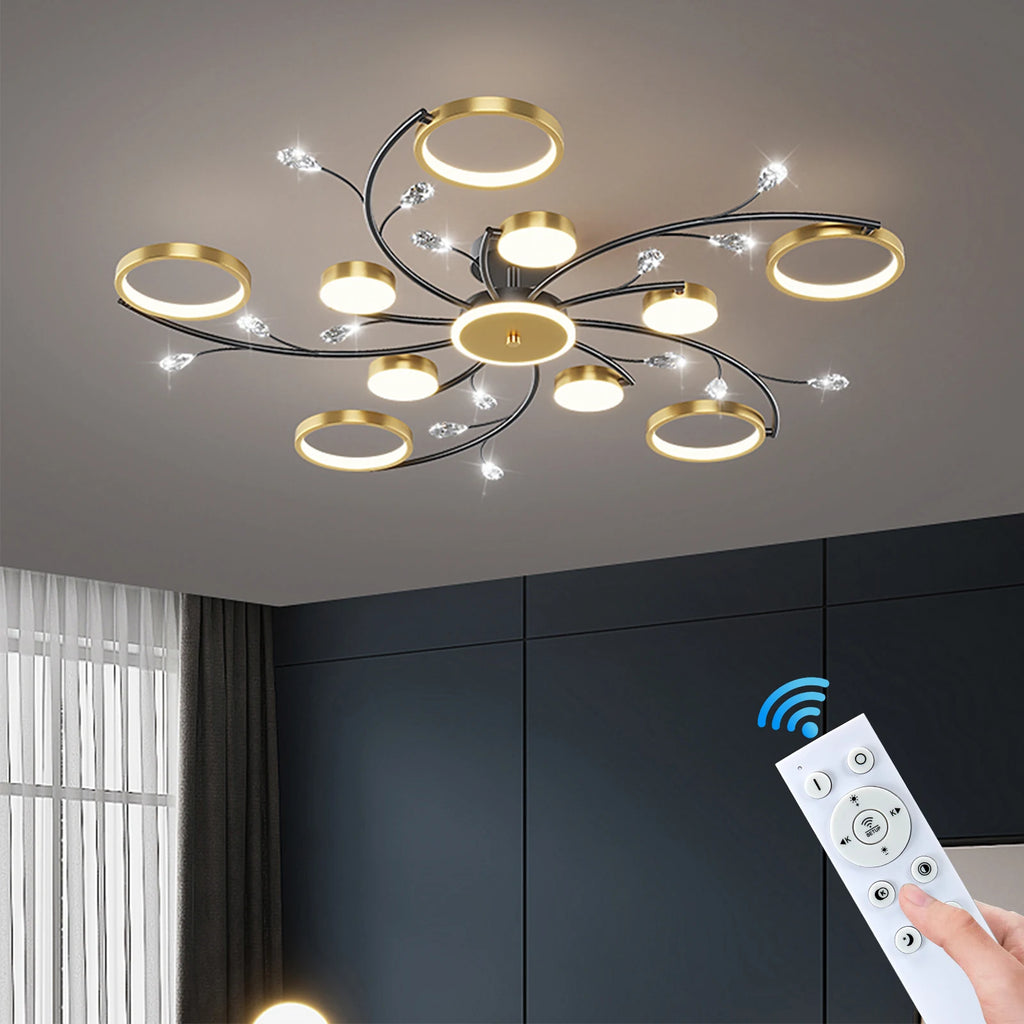 Lampadario di Lusso per Soffitto, Illuminazione Domestica, Decorazione in Cristallo, Lampada da Soffitto con – foto 2