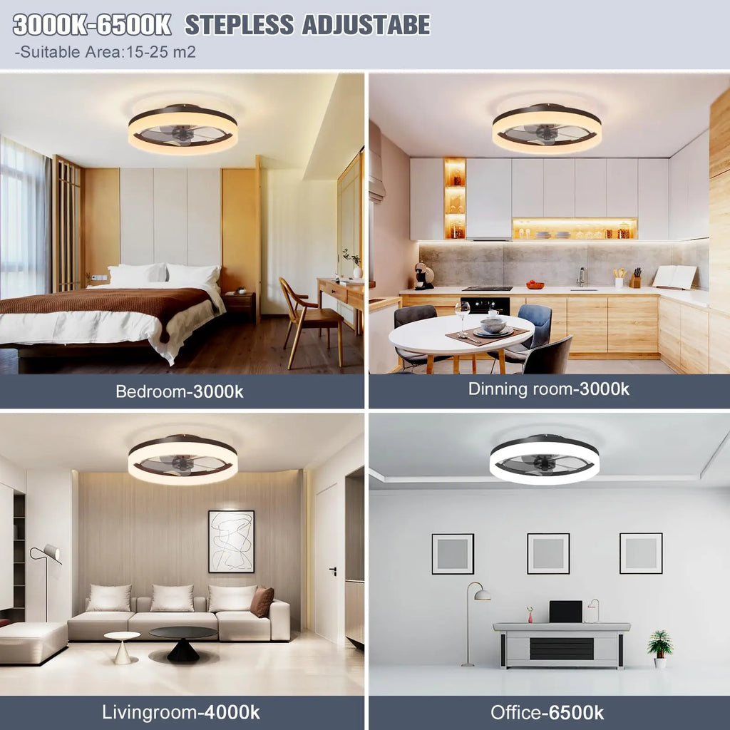 Ventilatore da soffitto con luce moderna dimmerabile telecomando ventilatori da soffitto soggiorno AC – foto 5