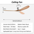 Ventilatore da soffitto a basso profilo da 42/52/60 pollici con 3 pale in legno, motore DC, telecomando, per – foto 11