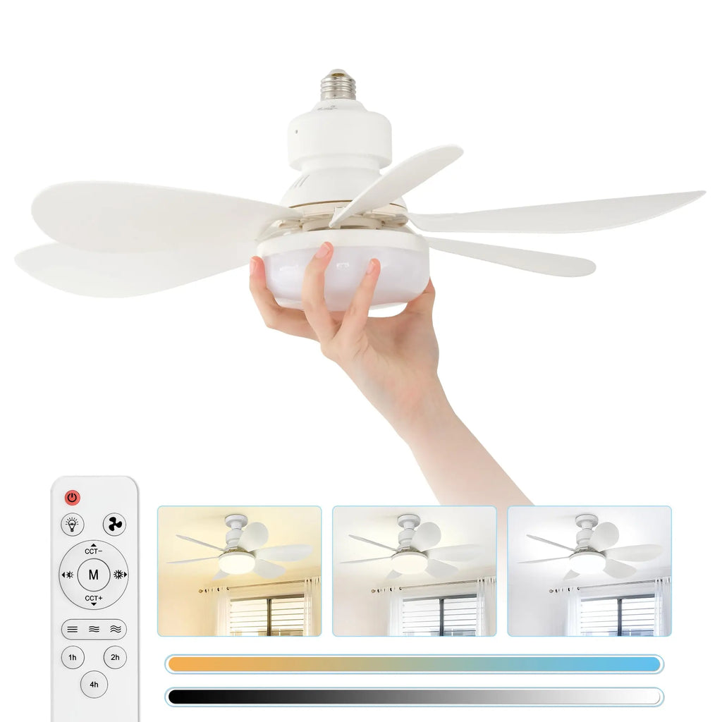 Ventilatore da soffitto moderno con luce LED da 52 cm, silenzioso, con telecomando, per camera, ufficio