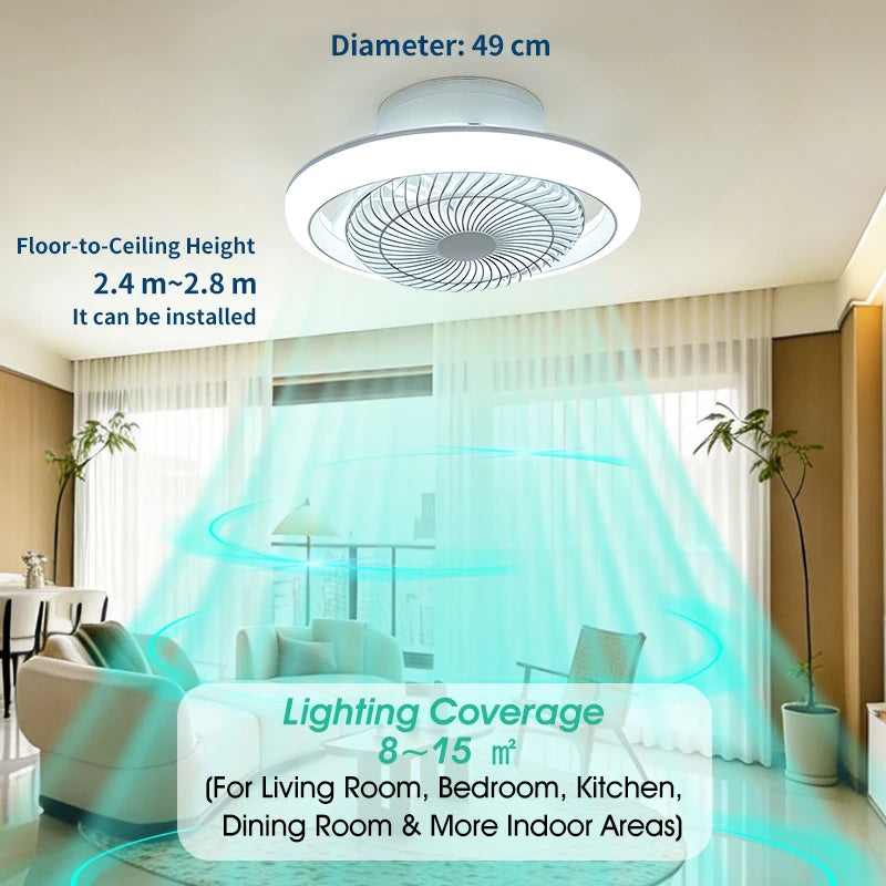 Ventilatore da soffitto moderno con luce 49CM 360 ° Ventilatore da soffitto silenzioso a 6 velocità con LED – foto 2