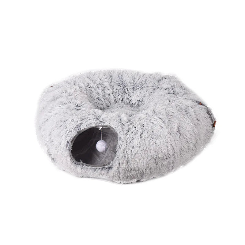 Cuccia a Tunnel Pieghevole in Peluche per Gatti