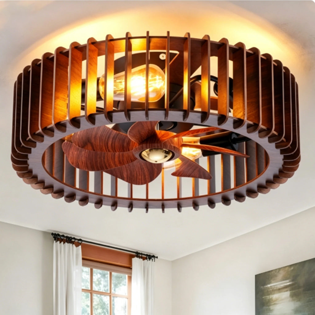 Ventilatore da soffitto a gabbia con luce, basso profilo